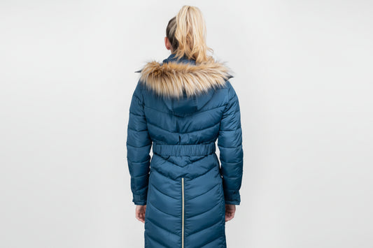 Coldstream Branxton Long Quilted Riding Coat Slate Blue Medium