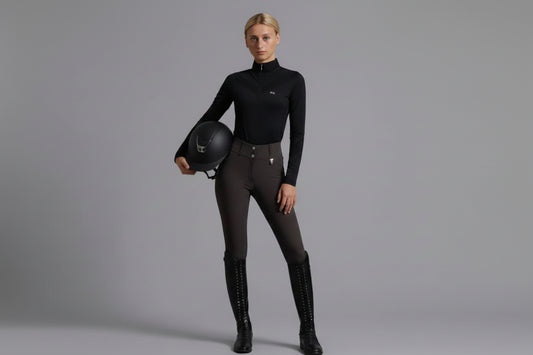 Premier Equine Arclos Ladies Technical Long Sleeved Training Top Black Size 12