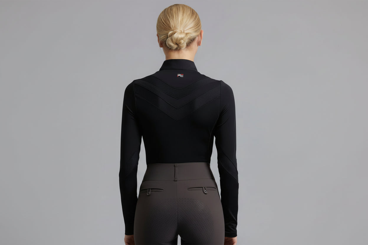 Premier Equine Arclos Ladies Technical Long Sleeved Training Top Black Size 12