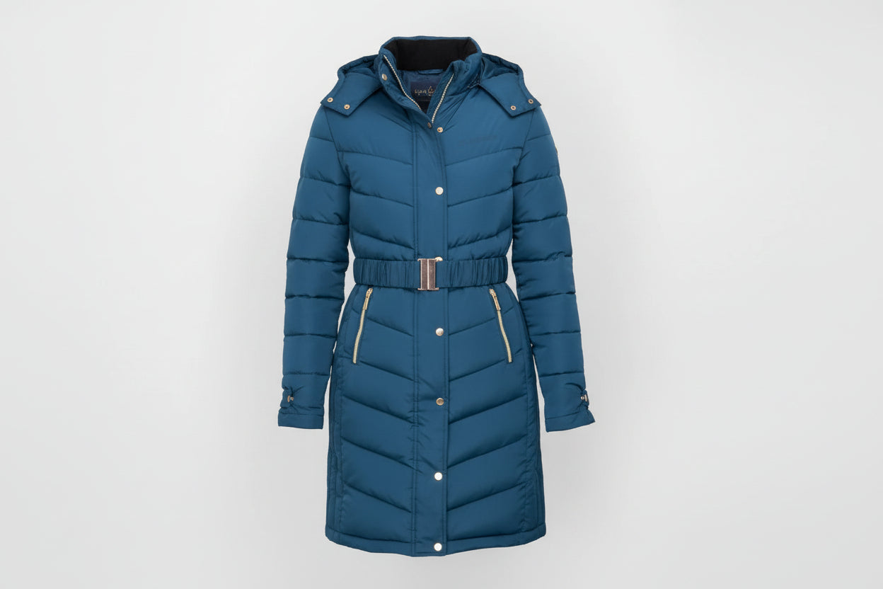 Coldstream Branxton Long Quilted Riding Coat Slate Blue Medium
