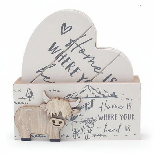 Highland Cow Set Of 4 Wooden Coasters. Highland. Coasters