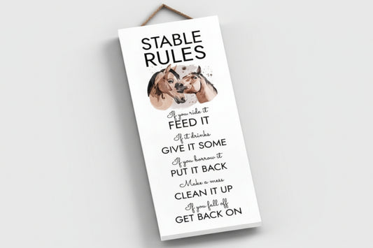Elico Wooden Plaque: Stable Rules